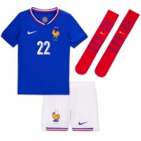 Francúzsko Theo Hernandez #22 Domáci Detský futbalový dres ME 2024 Krátky Rukáv (+ trenírky)